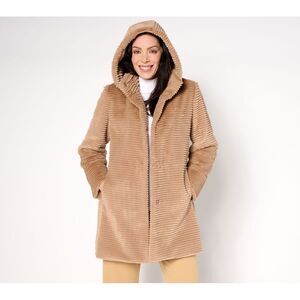 Dennis Basso Women's Petite Jacket 1XP Faux Mink Anorak Sandalwood A696330